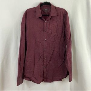 Authentic Gucci Slim Dress Shirt Maroon Horsebit 44” Chest 17.5“ Neck